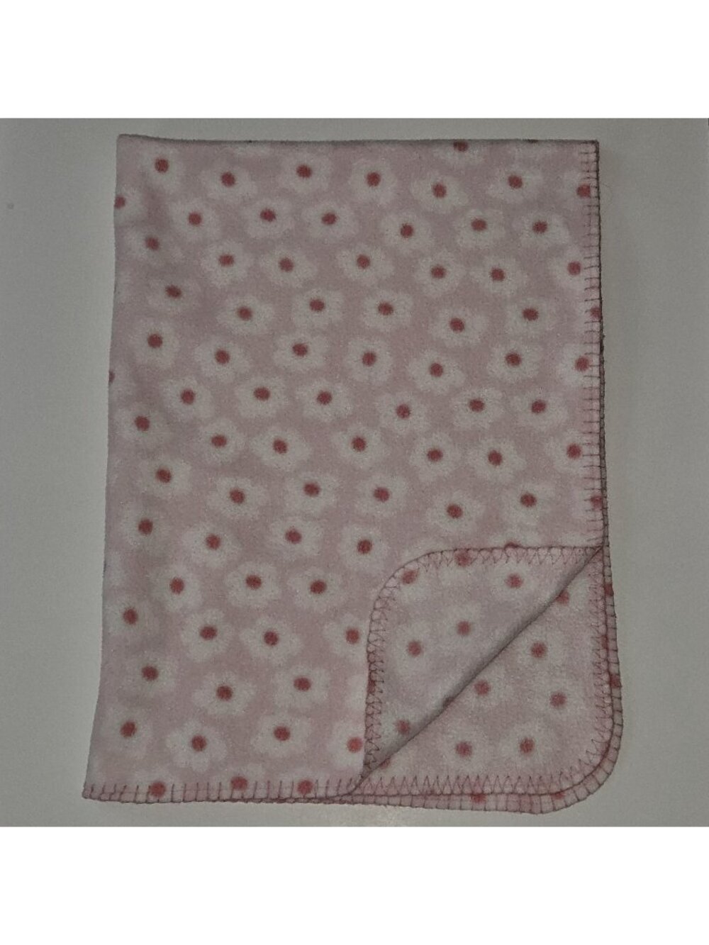 Baby Connection Pink White Floral Fleece Baby Blanket 30x40 Flowers